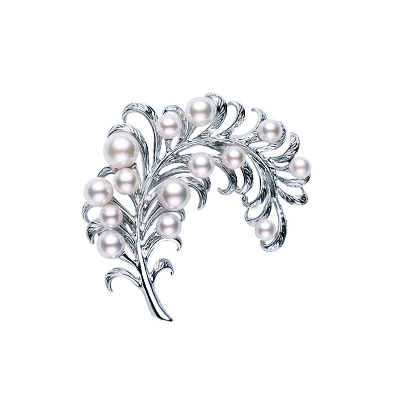 Mikimoto Pearl Brooch Sterling Silver Grade AAA Gem Quality
