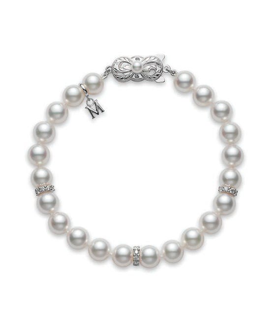 Akoya Cultured Pearl with Diamonds Bracelet - Mikimoto