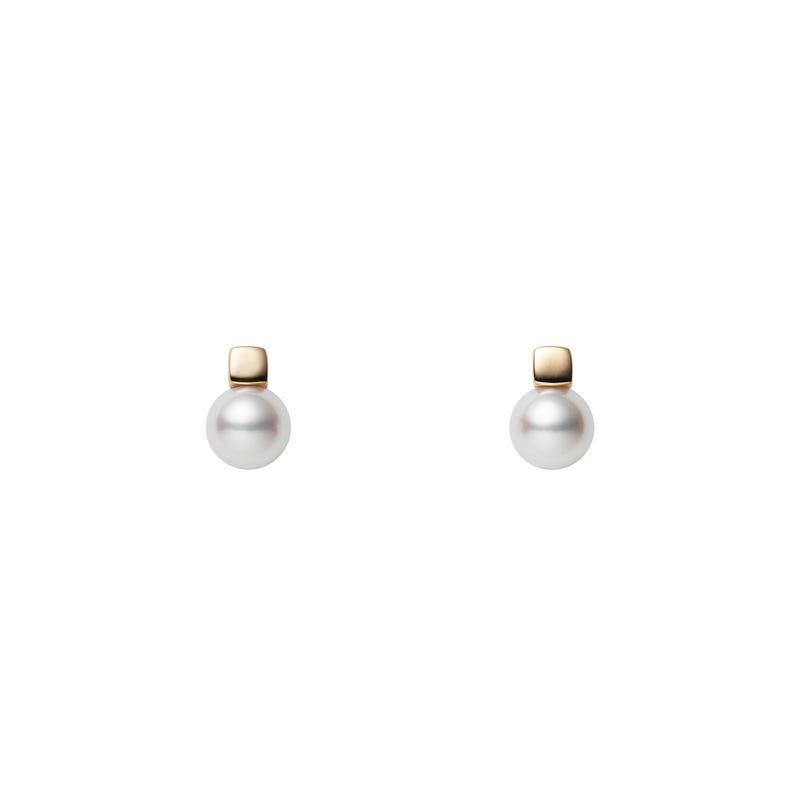 Cultured Pearl and Diamond Stud Earrings - Mikimoto