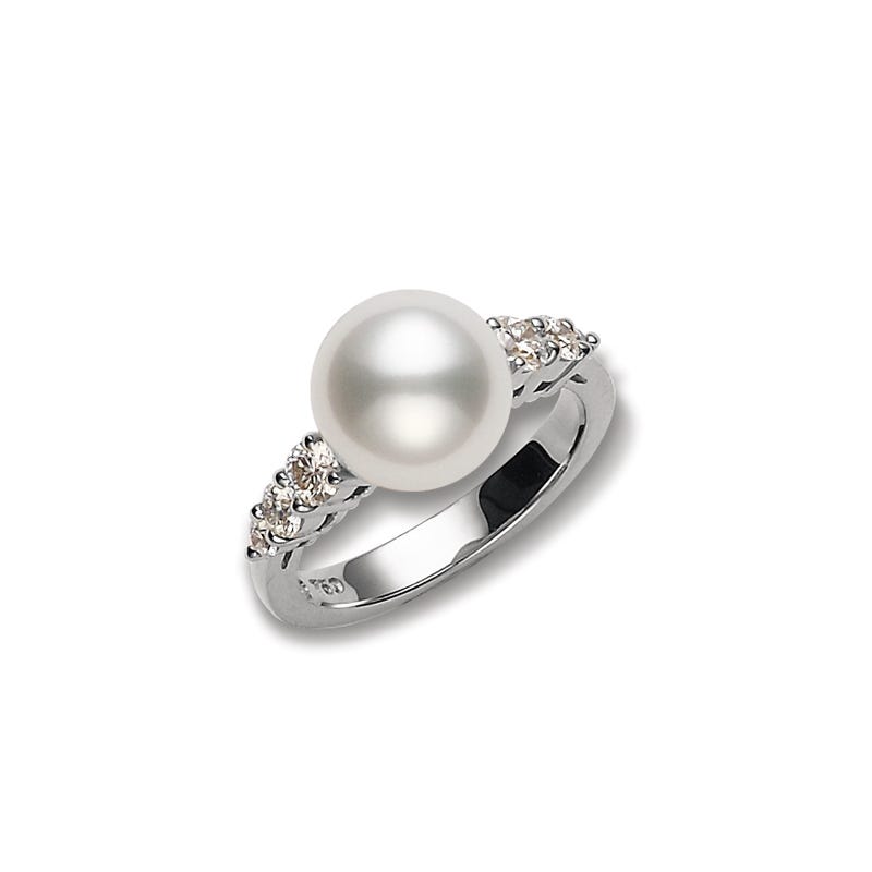 Morning Dew Ring - Akoya and Diamonds